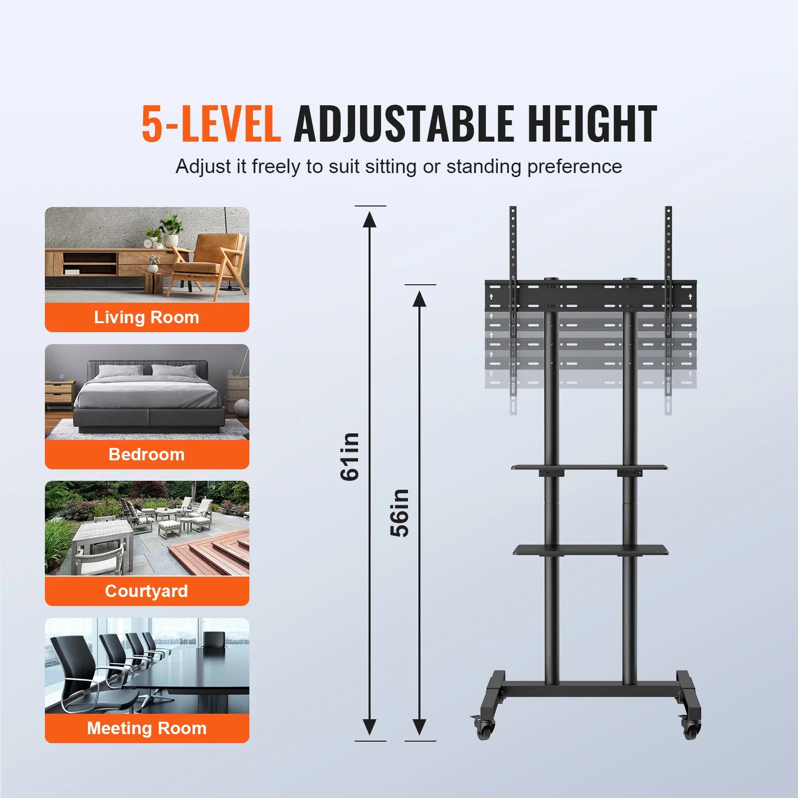 Soporte para TV  ajustable en altura con ruedas
