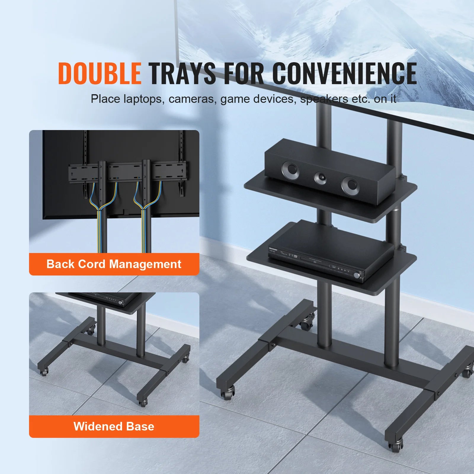 Soporte para TV  ajustable en altura con ruedas