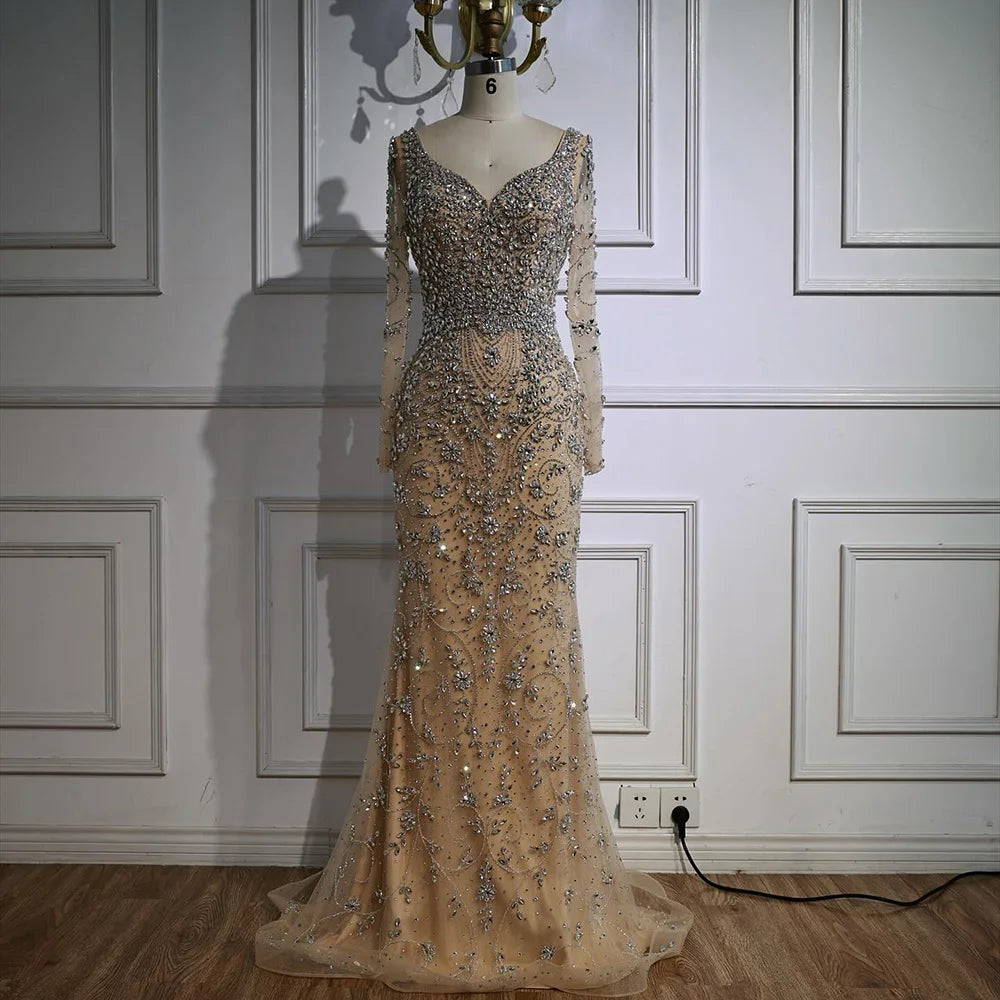 Vestido de noche de sirena de cristal