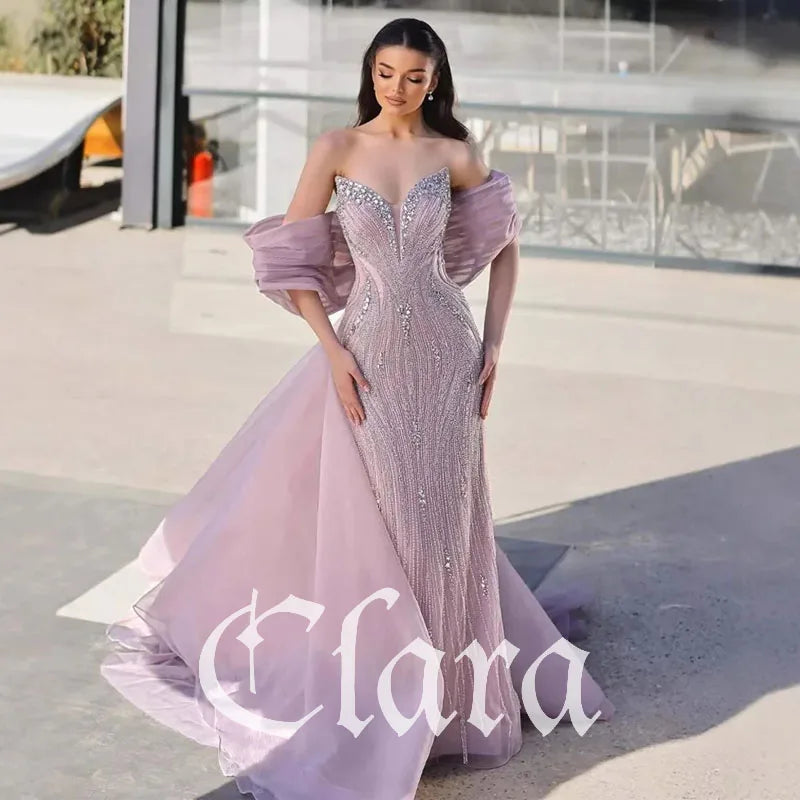 Vestido de noche de sirena rosa