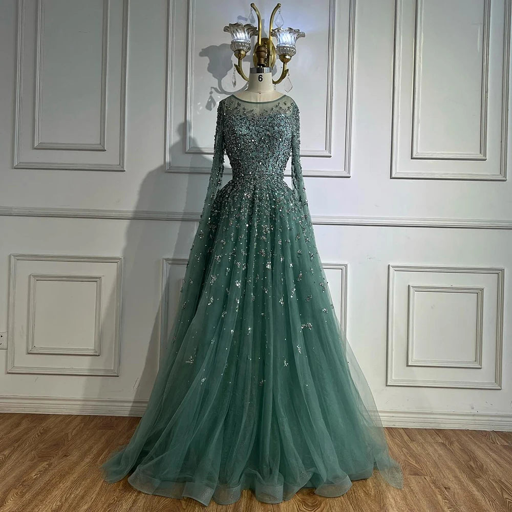 Vestido de noche turquesa elegante