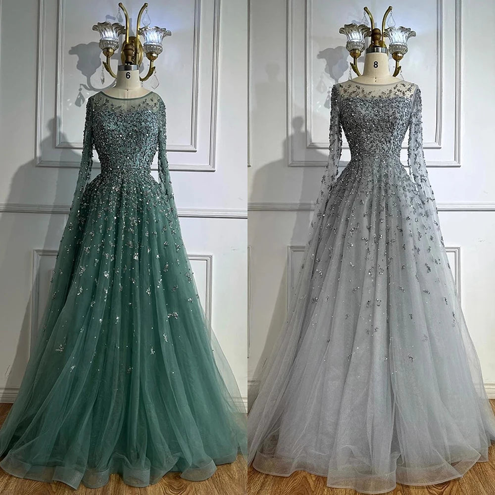 Vestido de noche turquesa elegante