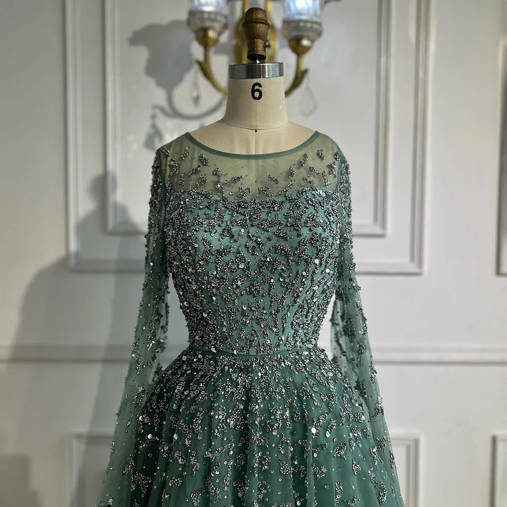 Vestido de noche turquesa elegante