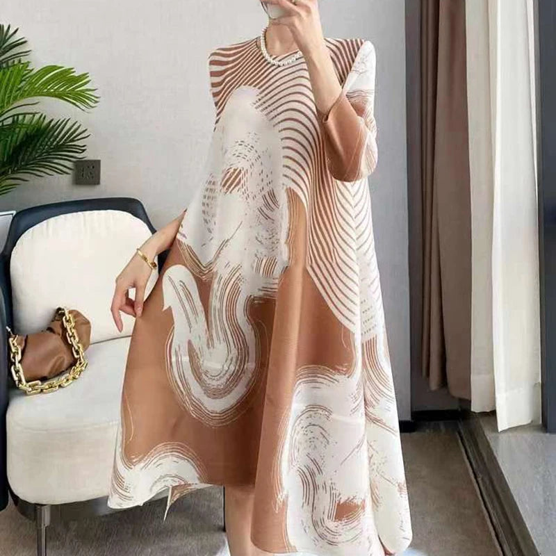 Vestido estampado plisado para ocasiones formales,