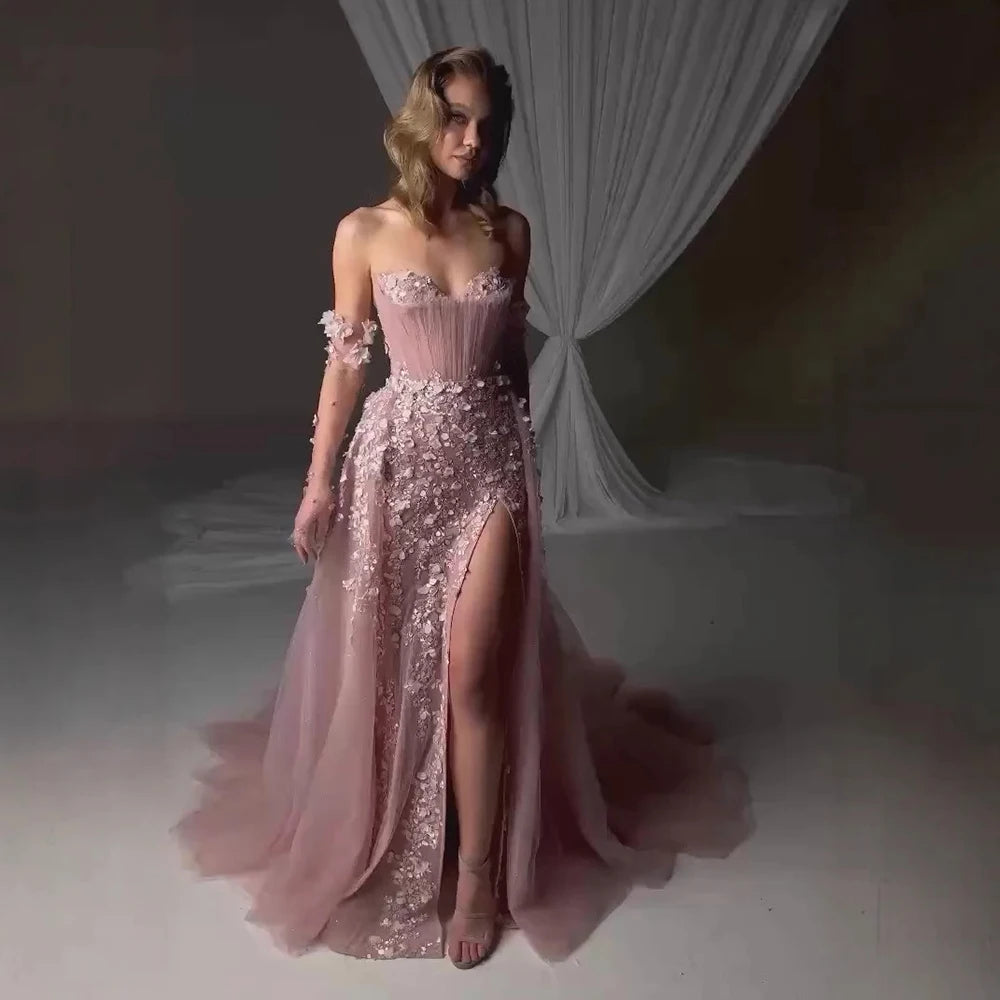 Vestidos de Noche elegantes con abertura larga,
