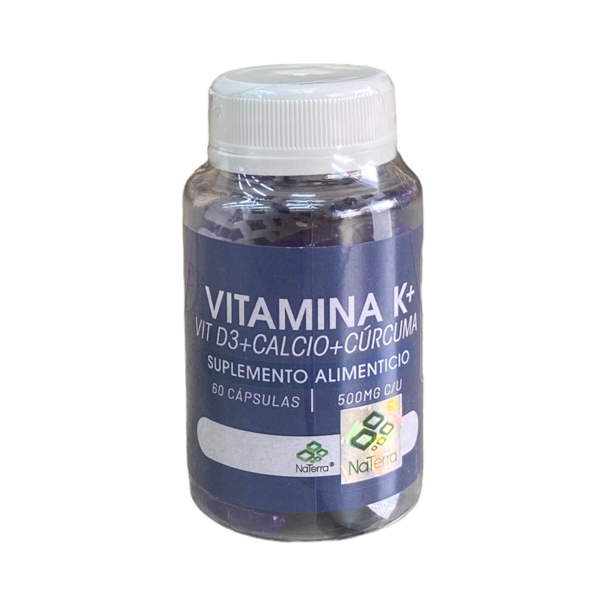 CAP VITAMINA K + VIT D3 + CALCIO + CURCUMA C/ 60 NATERRA