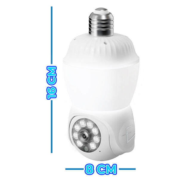Foco Led Inteligente Con Cámara Wifi 1080P Hd 355° Ptz