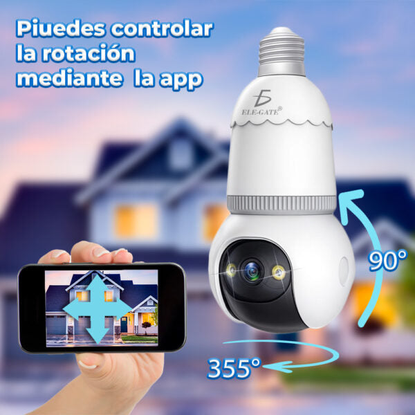 Cámara De Seguridad Con Entrada De Socket E27 De 4 Mp Y 2.4 Ghz 360° Inalámbrica Con Visión Nocturna