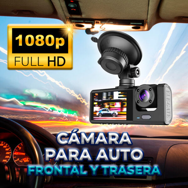 Cámara De Salpicadero Dvr Para Coche Con 2 Lentes Y Grabación Bidireccional En Hd 1080P