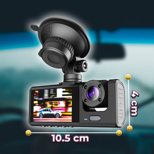 Cámara De Salpicadero Dvr Para Coche Con 2 Lentes Y Grabación Bidireccional En Hd 1080P