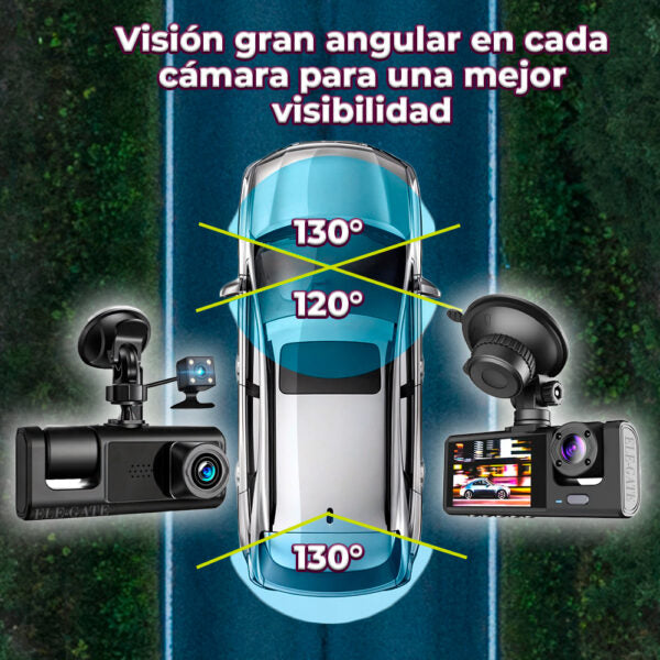 Cámara De Salpicadero Dvr Para Coche Con 2 Lentes Y Grabación Bidireccional En Hd 1080P