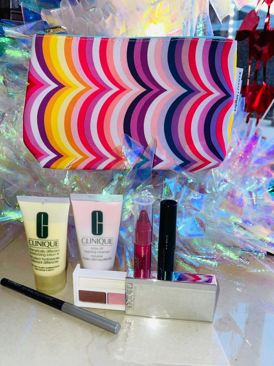 SET CLINIQUE COSMETIQUERA COLORES 6 PIEZAS TRAVEL SIZE