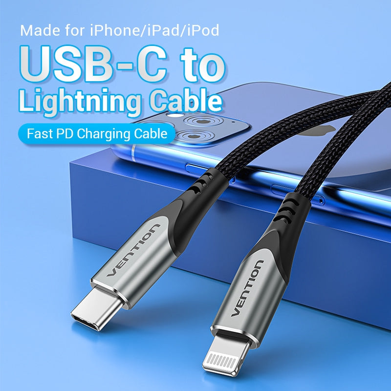 Vention MFi USB C A Lightning Cable Certificado 18W 20W PD Carga Rápida
