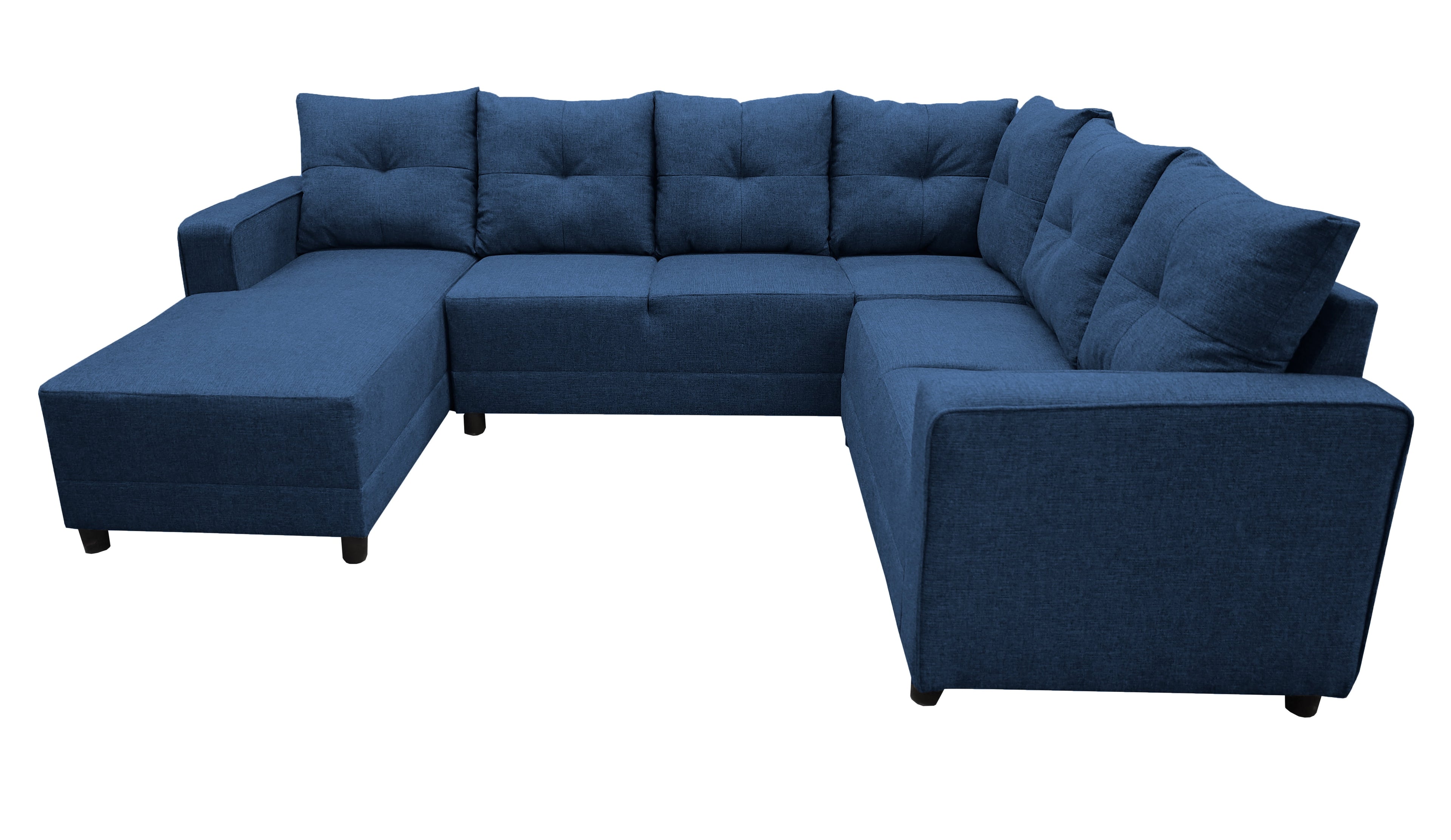 Sala Esquinera en U El Bazar Store Hera Azul marino 160x275x215 cm 4 Salas en 1 Tela Lino nacional Modular Chaise love seat sofa