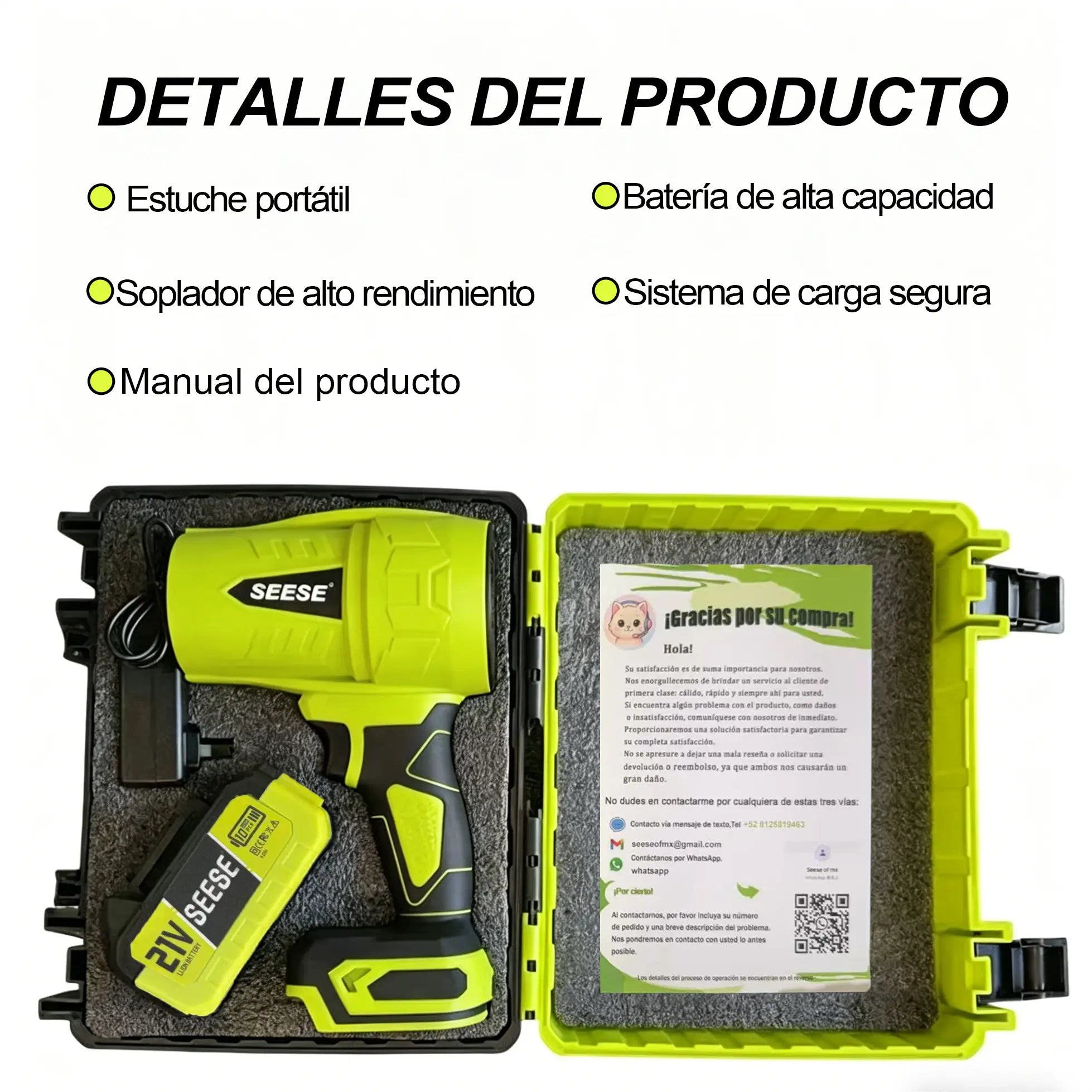 SEESE Soplador Inalámbrico Profesional Turbo Jet