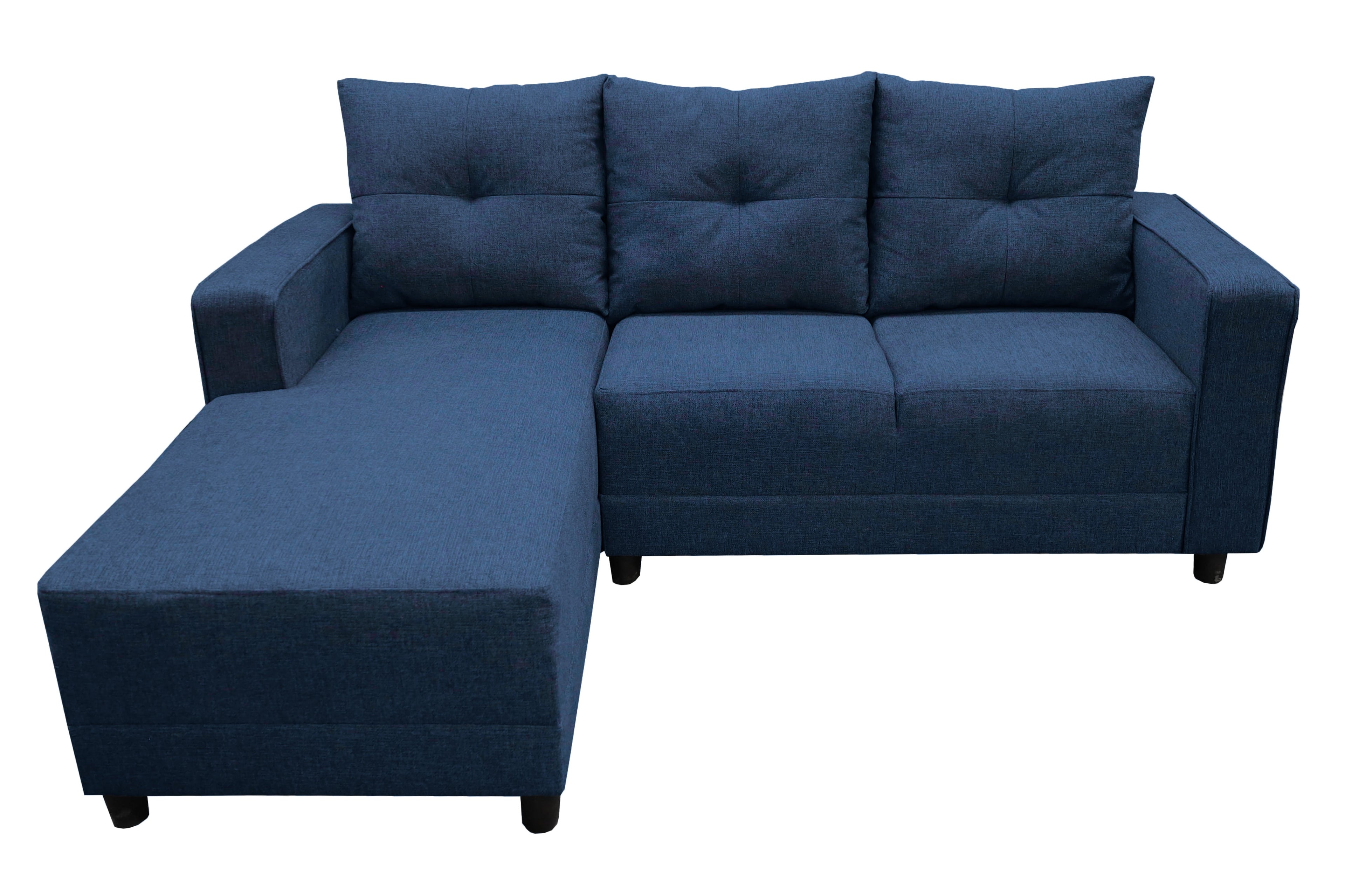 Sala Esquinera en U El Bazar Store Hera Azul marino 160x275x215 cm 4 Salas en 1 Tela Lino nacional Modular Chaise love seat sofa