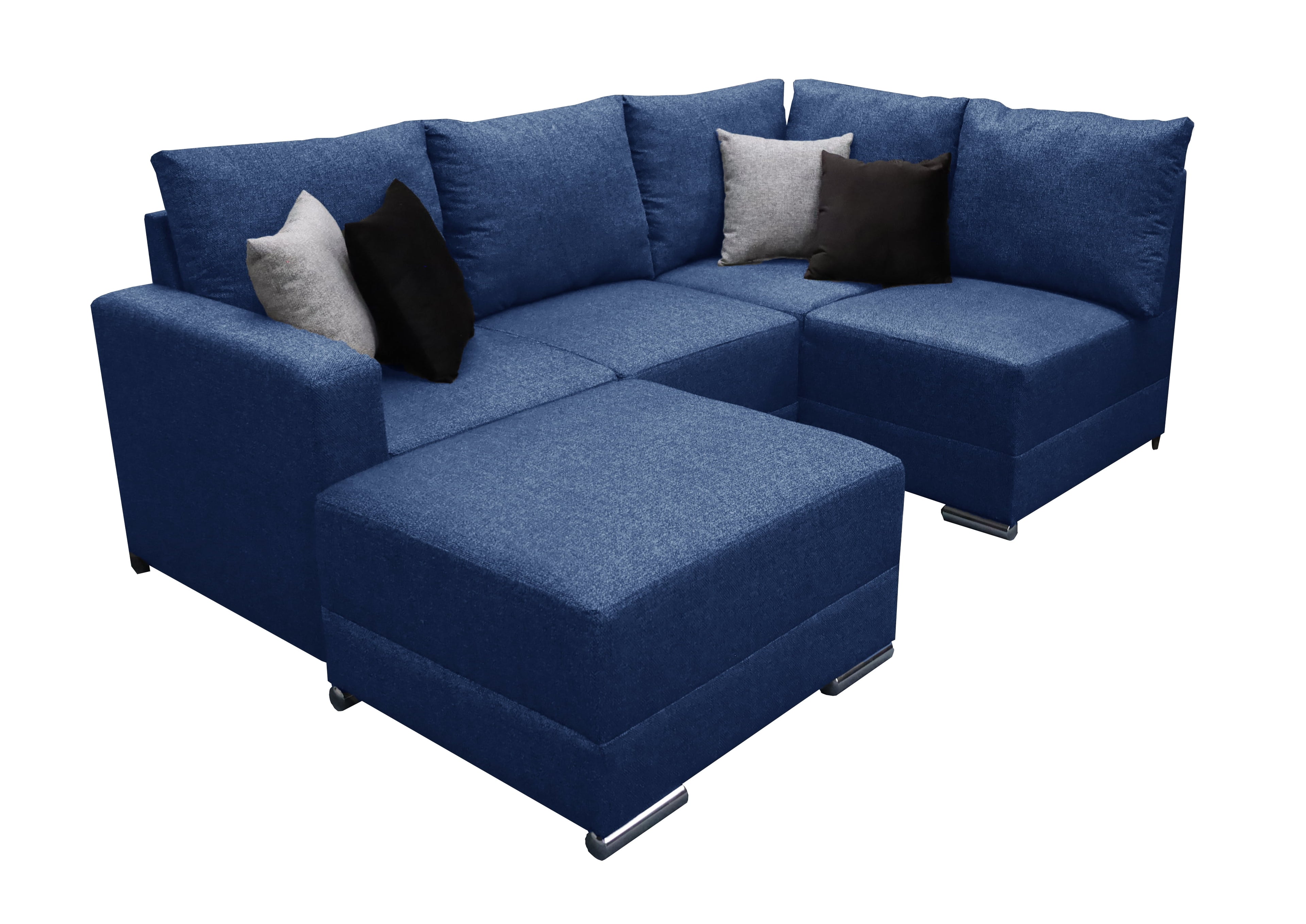 Sala Esquinera El Bazar Store Frigg Gris Oxford 230x150 cm, Tela Lino nacional, Modular