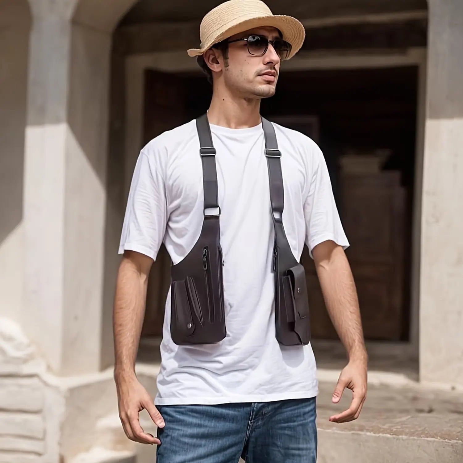 Chaleco multifuncional mochila de hombro doble