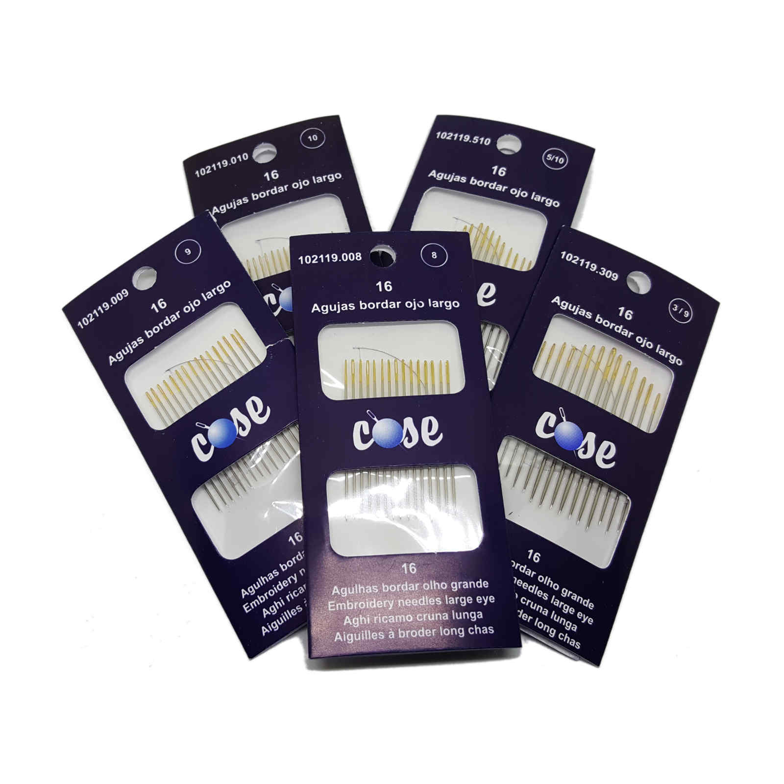 16 Agujas para Bordar de Ojo Largo Cose españolas Tamaño 5