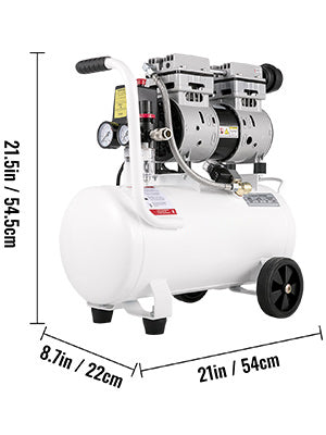 -compresor de aire silencioso sin aceite, 60/25L, 110V/240V, 750W, 1 HP,