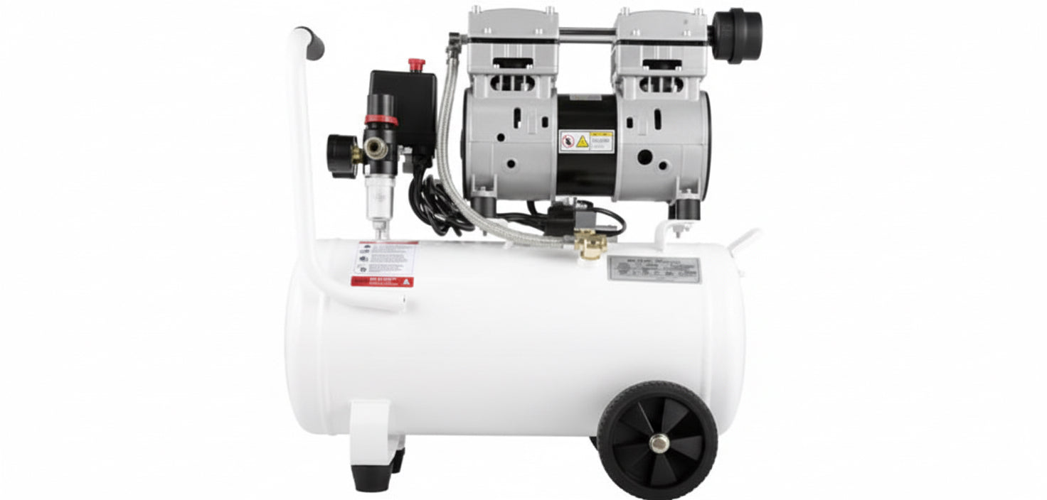 -compresor de aire silencioso sin aceite, 60/25L, 110V/240V, 750W, 1 HP,