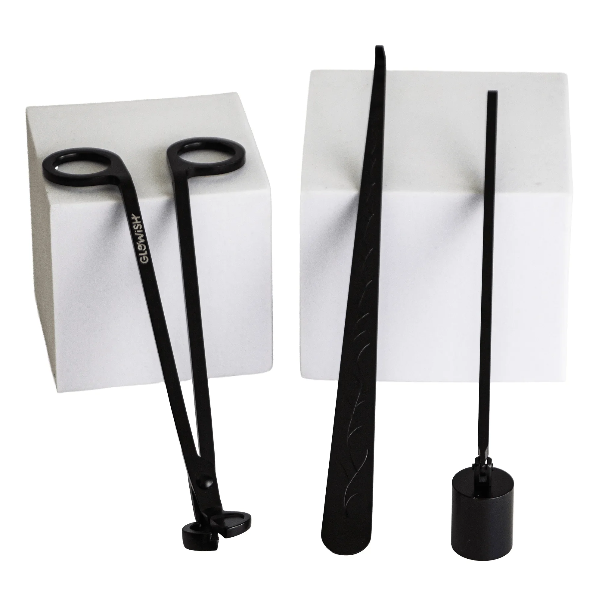 Apagavelas Cortapabilo y Gancho de Pabilo - Kit de Herramientas para Cuidado de Velas - Negro Mate