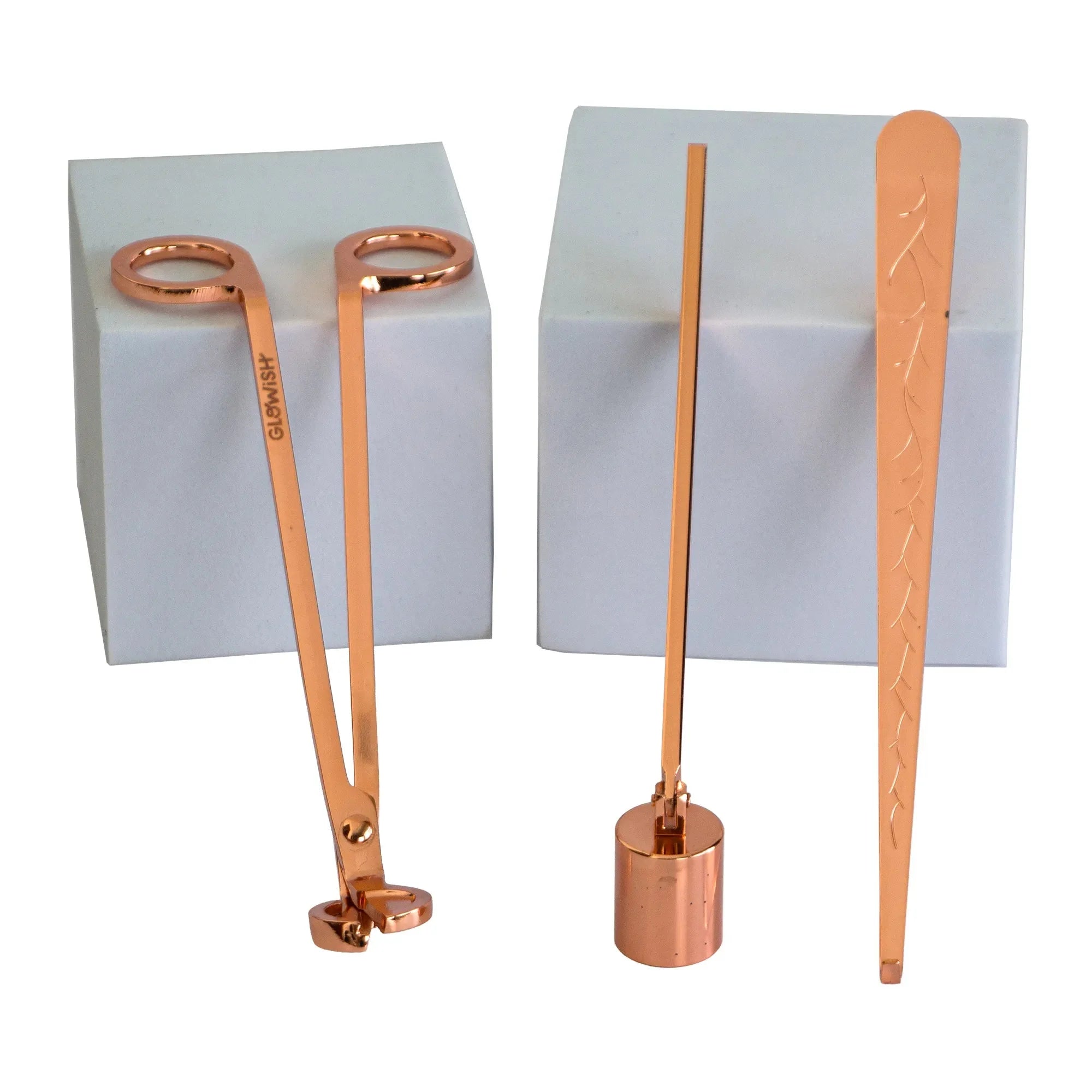 Apagavelas Cortapabilo y Gancho de Pabilo - Kit de Herramientas para Cuidado de Velas - Oro Rosado