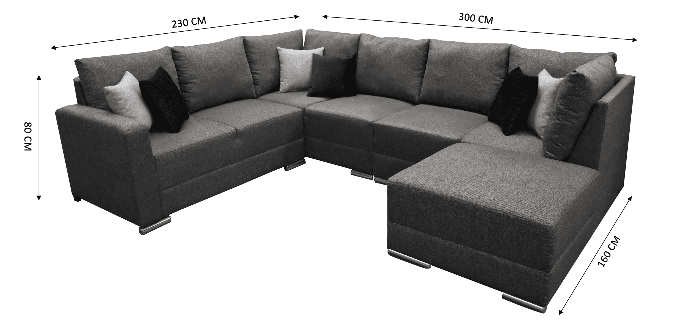 Sala Esquinera Modular El Bazar Store Artemis Gris Oxford 230x300 cm Derecha o Izquierda Tela Lino Nacional