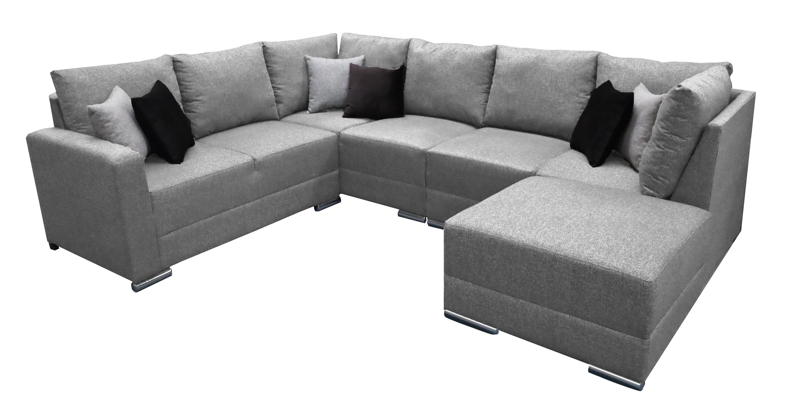 Sala Esquinera Modular El Bazar Store Artemis Gris Plata 230x300 cm Tela Lino nacional