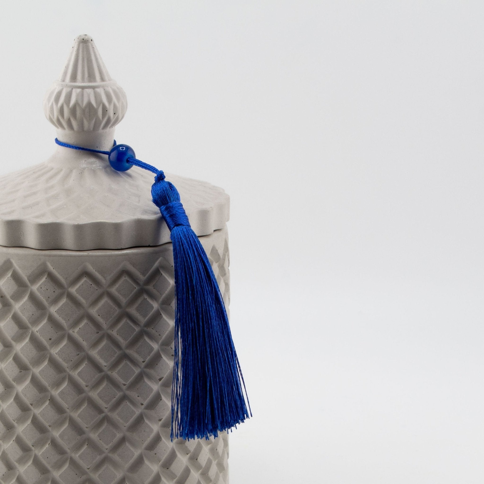 Borlas Chicas Decorativas - Azul Rey  - Oscuro para Velas – Tassels de Seda con Cuentas | Accesorios para Vasos de Velas de Lujo