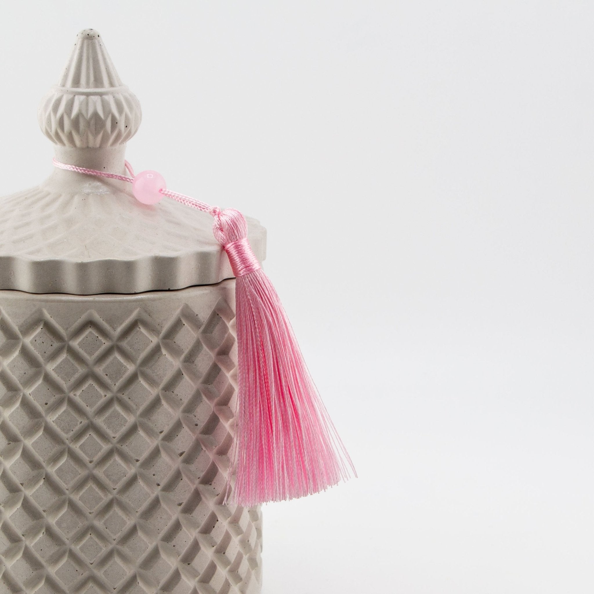 Borlas Chicas Decorativas - Rosa Pastel para Velas – Tassels de Seda con Cuentas | Accesorios para Vasos de Velas de Lujo