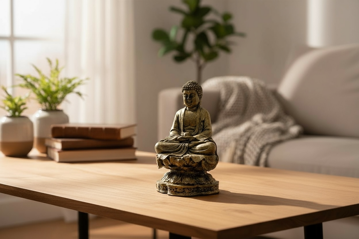 Buda Dorado 9.7cm - Figura de Resina para Decoración