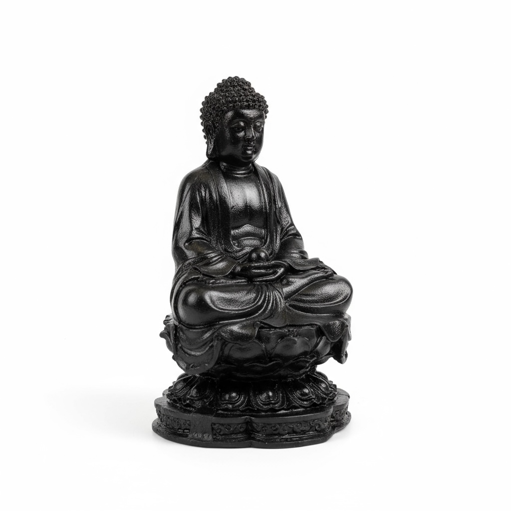 Buda Negro Base Redonda 10cm Negro