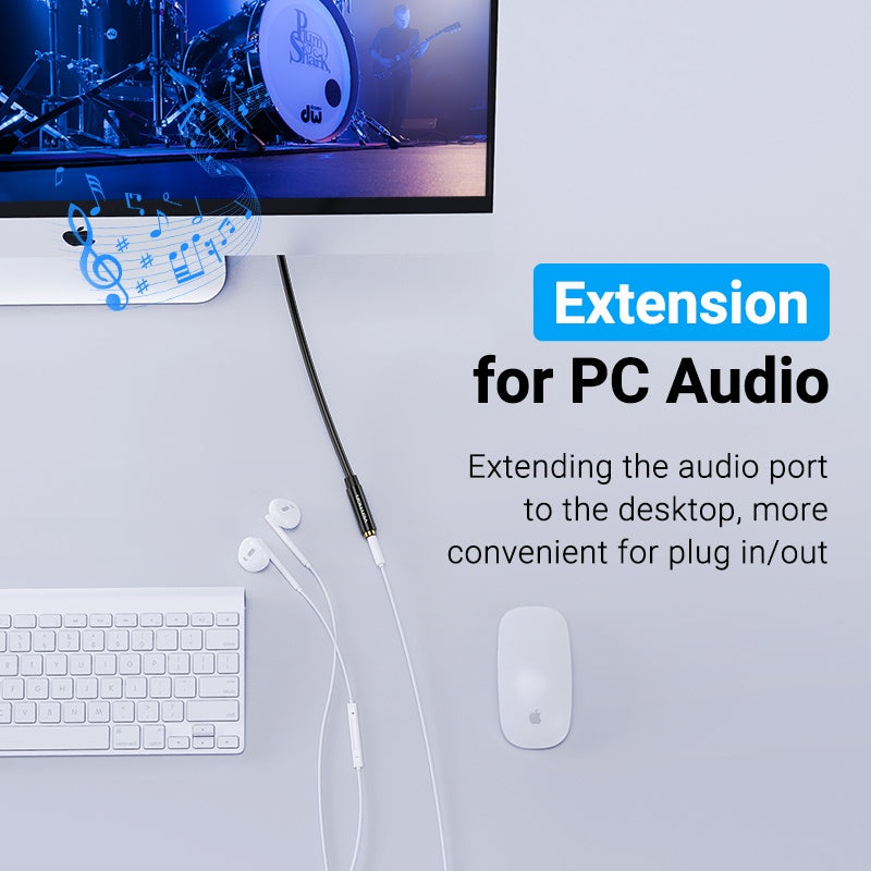 Vention Cable De Audio De Extensión Auxiliar Estéreo Macho A Hembra De 3.5 Mm