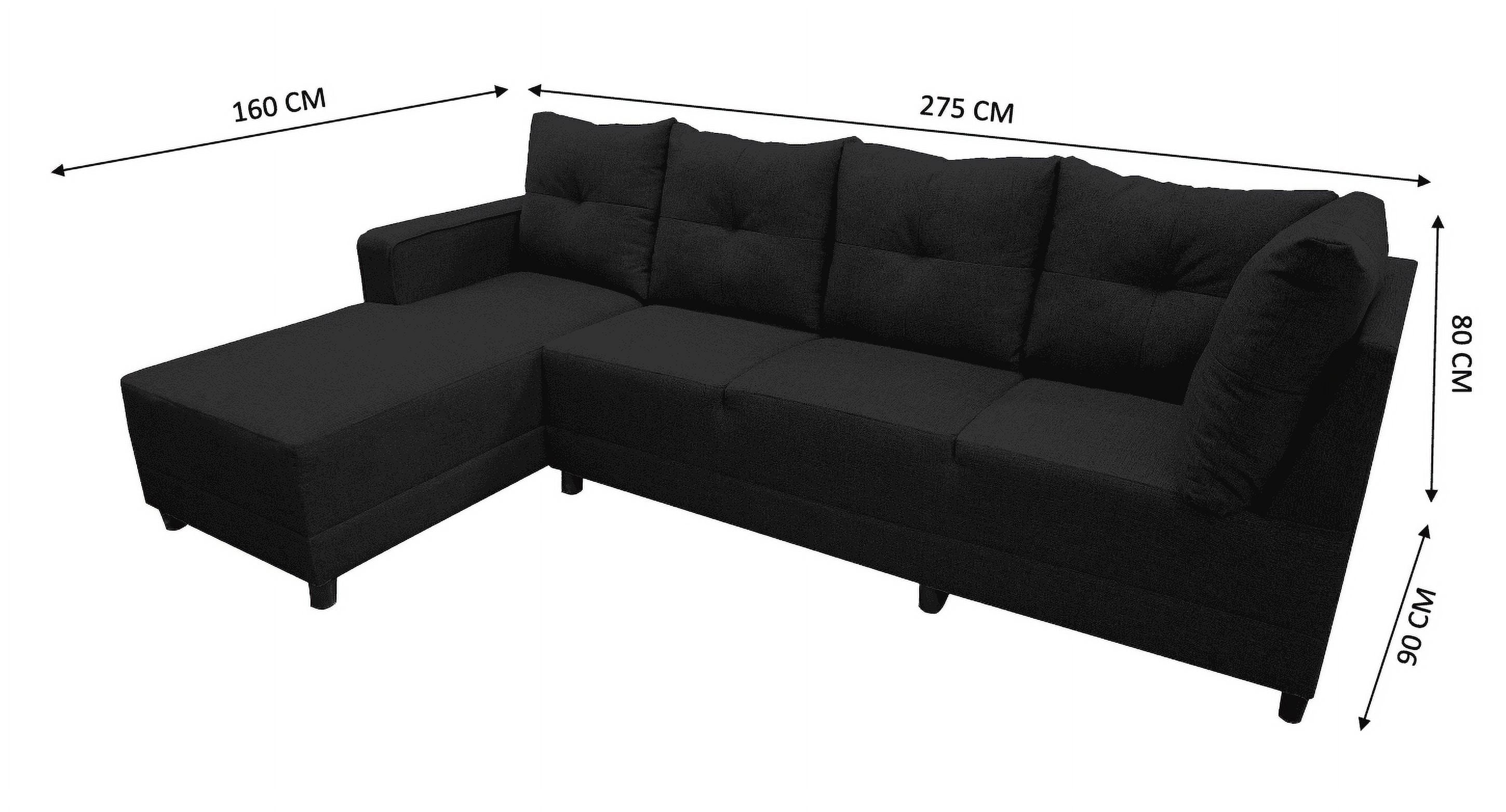 Sala Esquinera El Bazar Store Freya Negro 275x160 cm Tela Lino Nacional Modular