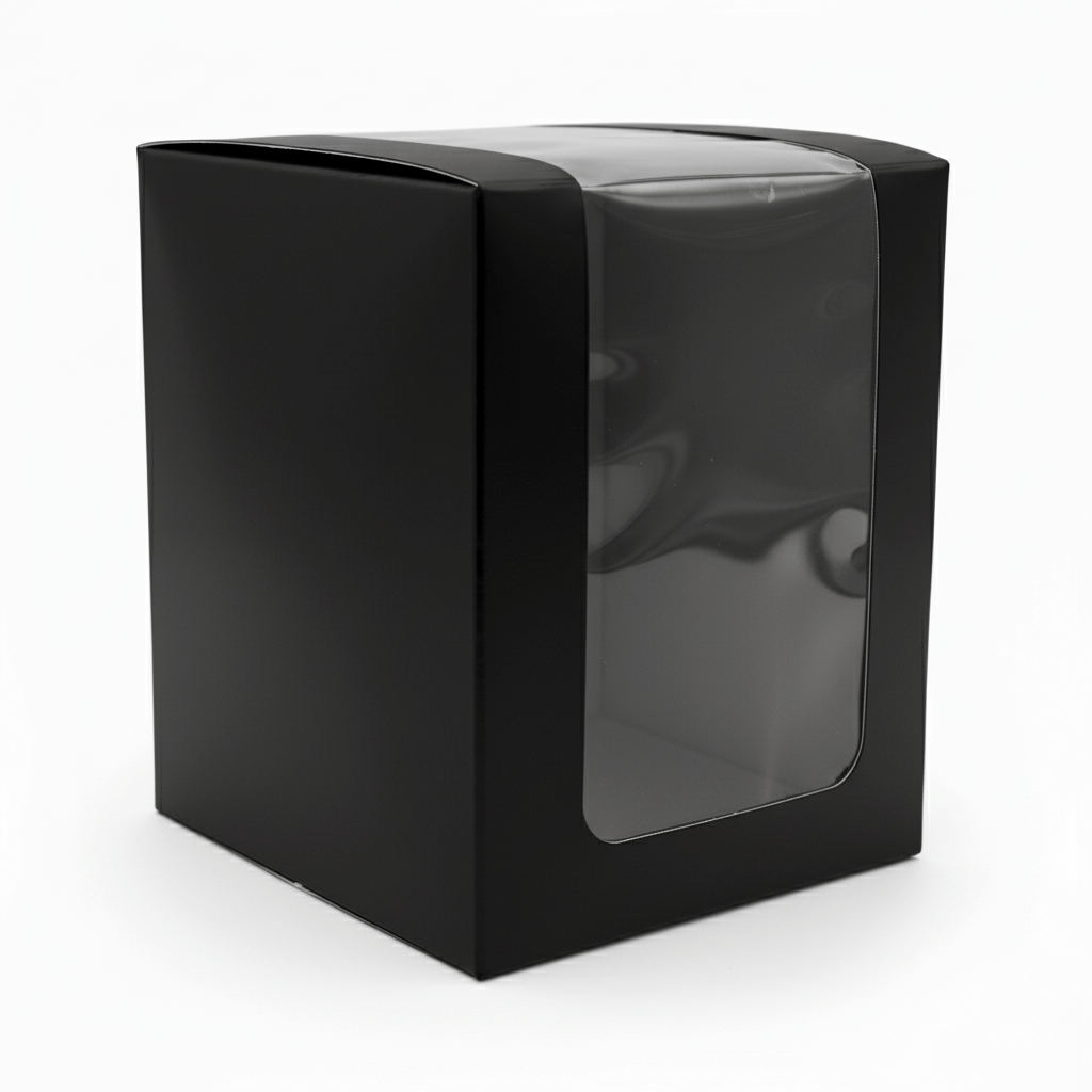 Caja Decorativa Cuadrada para Velas – Negra - Ventana Transparente | Chica 8x10 cm