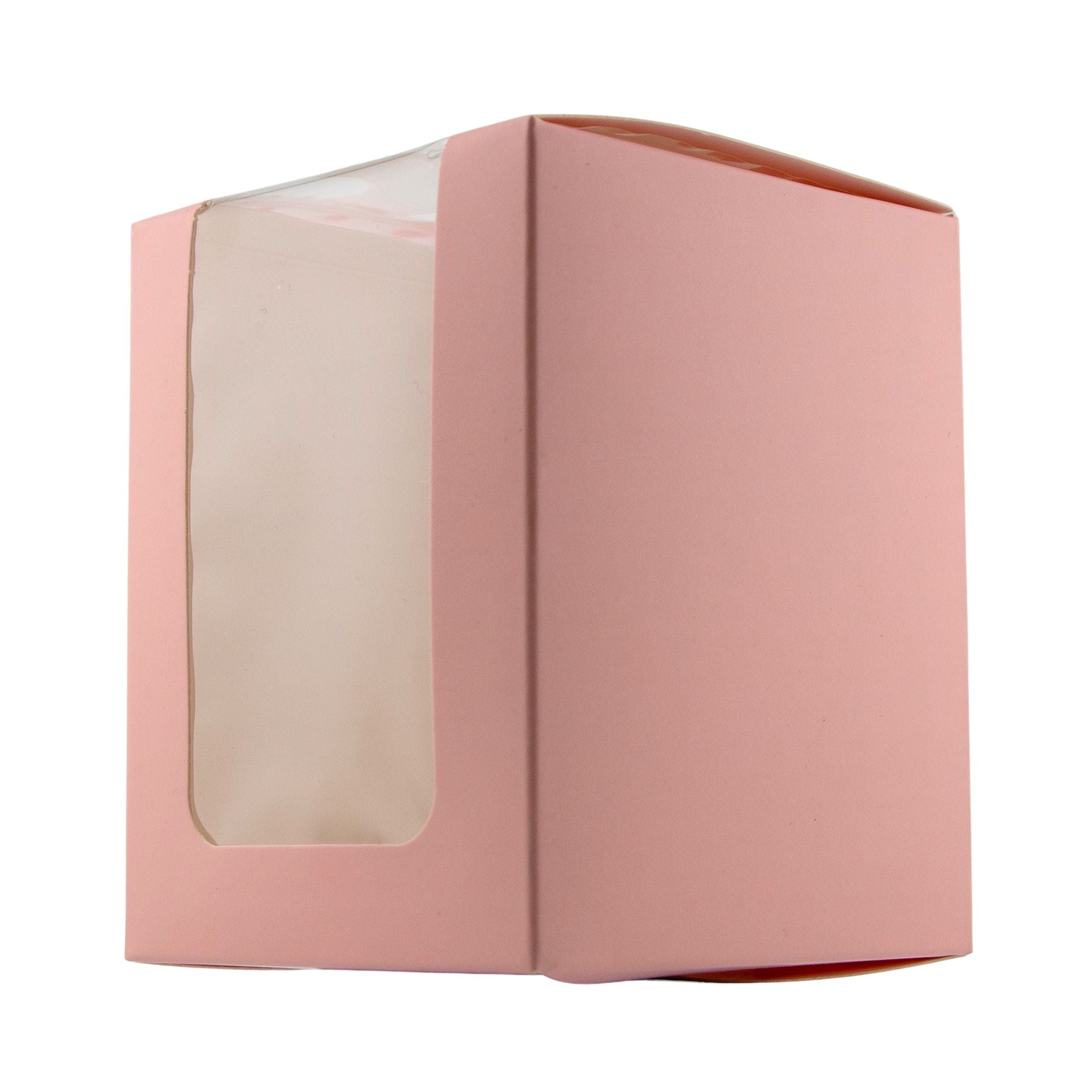 Caja Decorativa Cuadrada para Velas – Rosa - Ventana Transparente | Chica 8x10 cm