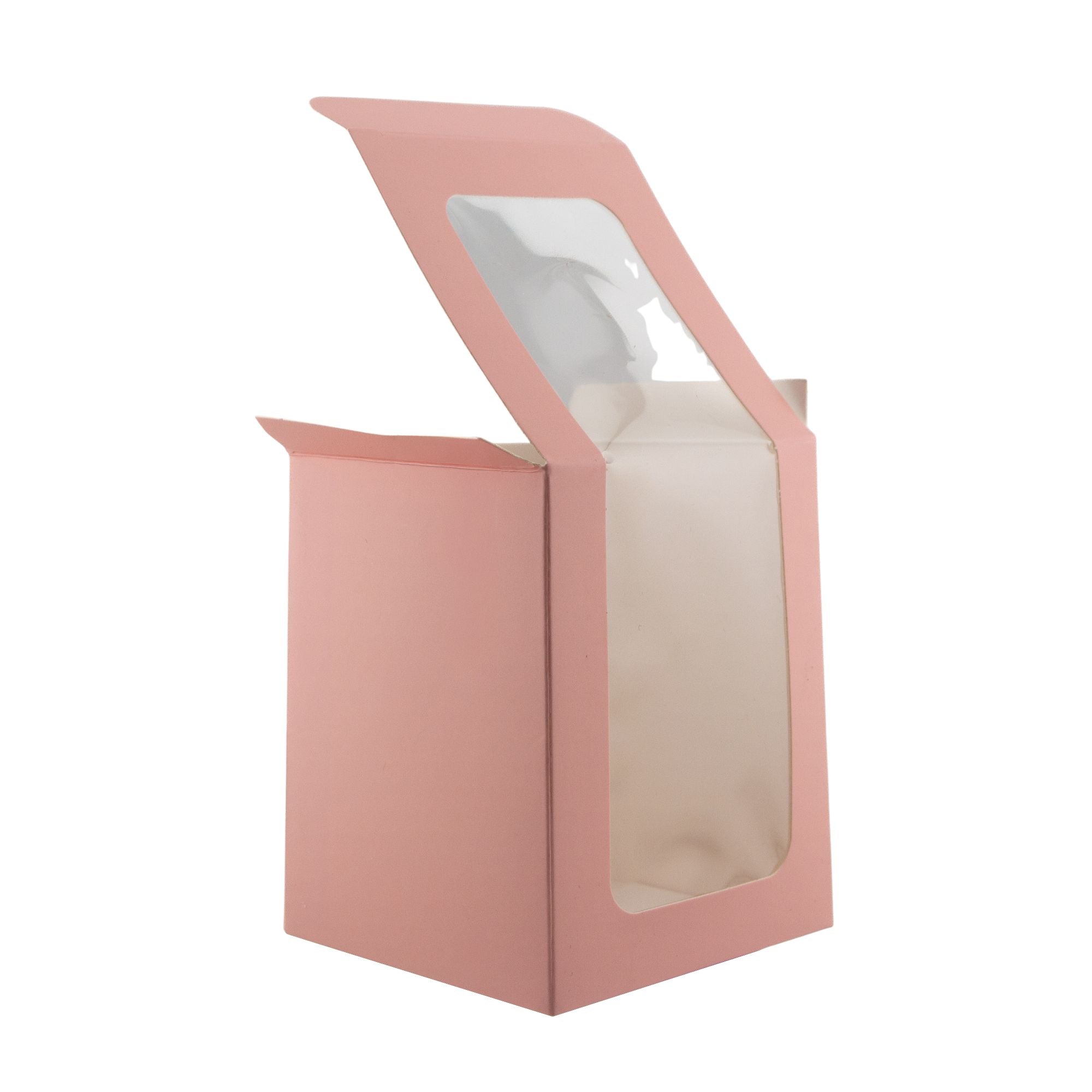 Caja Decorativa Cuadrada para Velas – Rosa - Ventana Transparente | Chica 8x10 cm