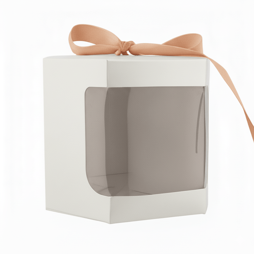 Caja Decorativa Hexagonal para Velas – Blanca - Ventana Transparente | Xtra Grande 13x13 cm