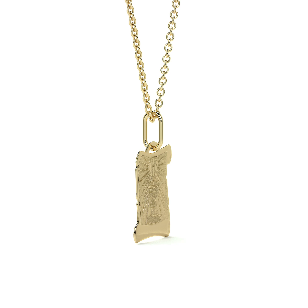 Dije de Oro 14K Medalla Religiosa Sagrado Caliz| Dije Oro Italiano 12mm | Joyería Fina