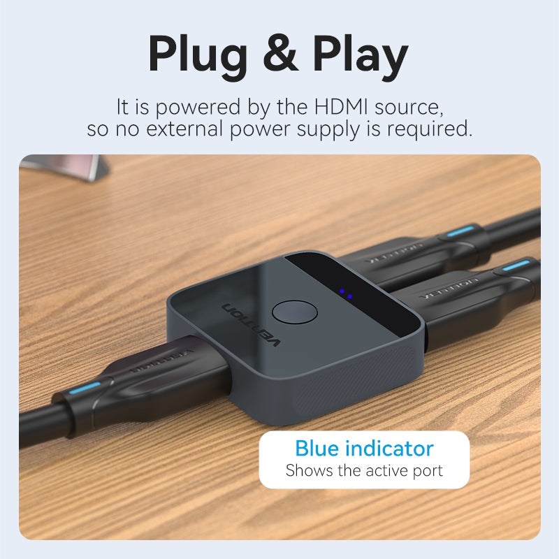 Vention HDMI Splitter 4K 60Hz 2.0 Switcher 1in 2out/2in 1out Para PS4 TV XBOX360