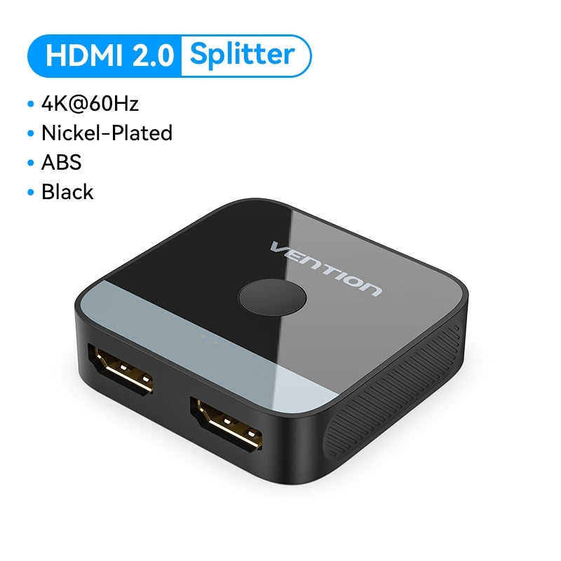Vention HDMI Splitter 4K 60Hz 2.0 Switcher 1in 2out/2in 1out Para PS4 TV XBOX360