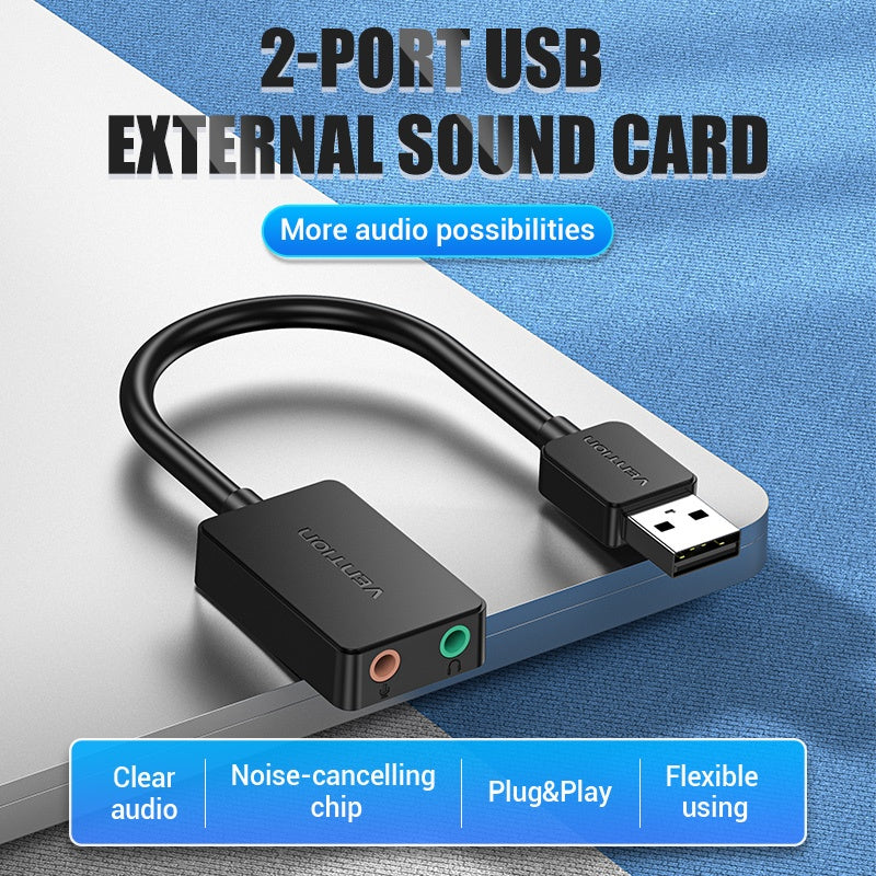 Vention USB A Micrófono Para Auricularestarjeta De Sonido Externa De Doble Puerto