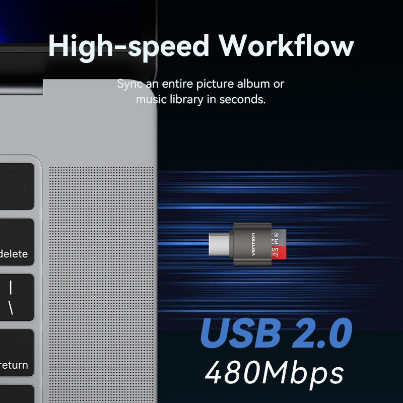 Vention Lector De Tarjetas USB 2.0 Tipo C 512G Aleación De Zinc