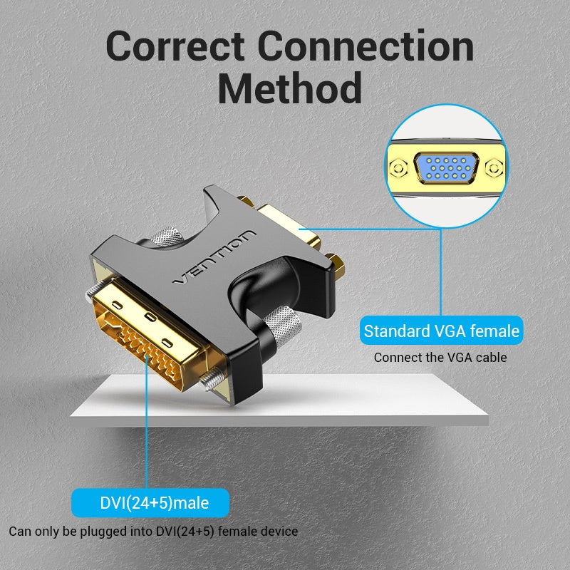 Vention Adaptador DVI Macho A VGA Hembra Bidireccional-I 24 + 5 1080P 60HZ