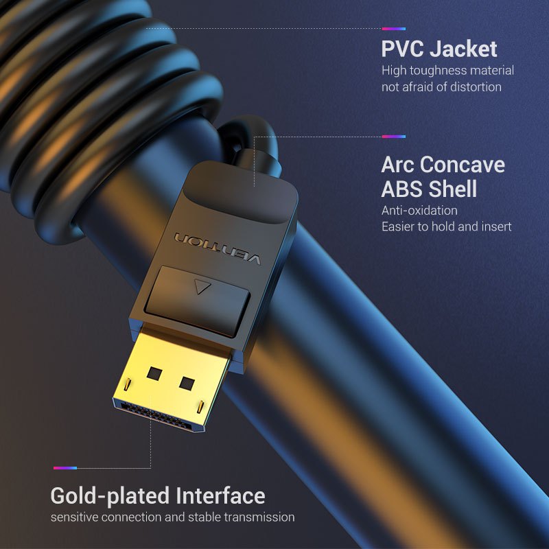 Vention Displayport Cable 4K 60Hz DP A DP1.2 Ordenador TV HDTV Proyector