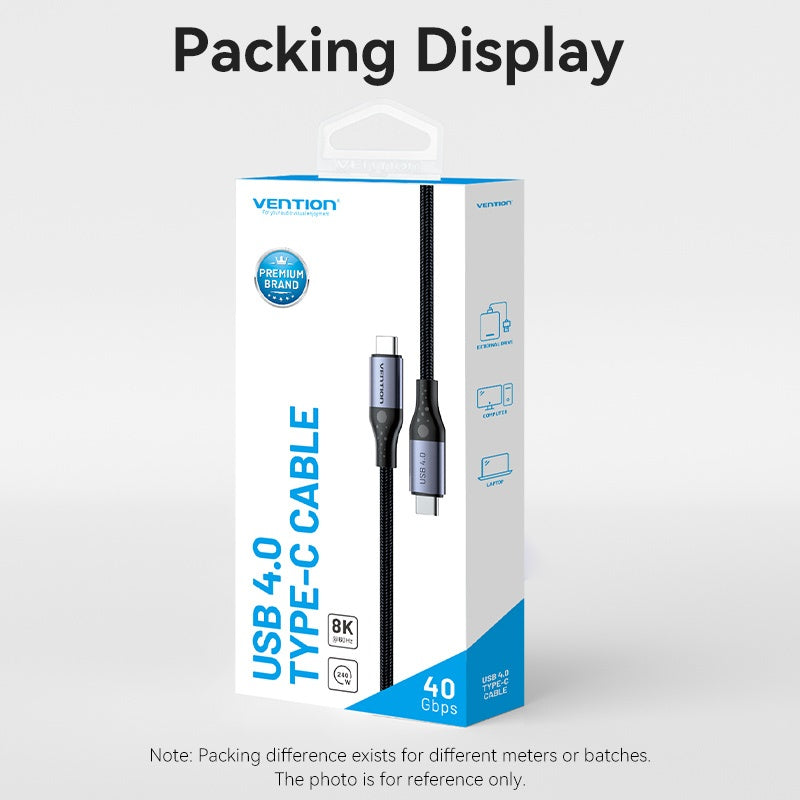 Vention USB 4.0 Tipo C Cable 40Gbps 5A supprort Transmisión De Vídeo 8K