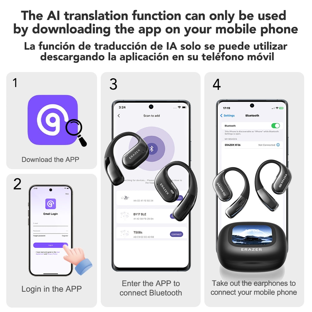 Lenovo Al Traducción Con Gancho Para La Oreja Inalámbrico