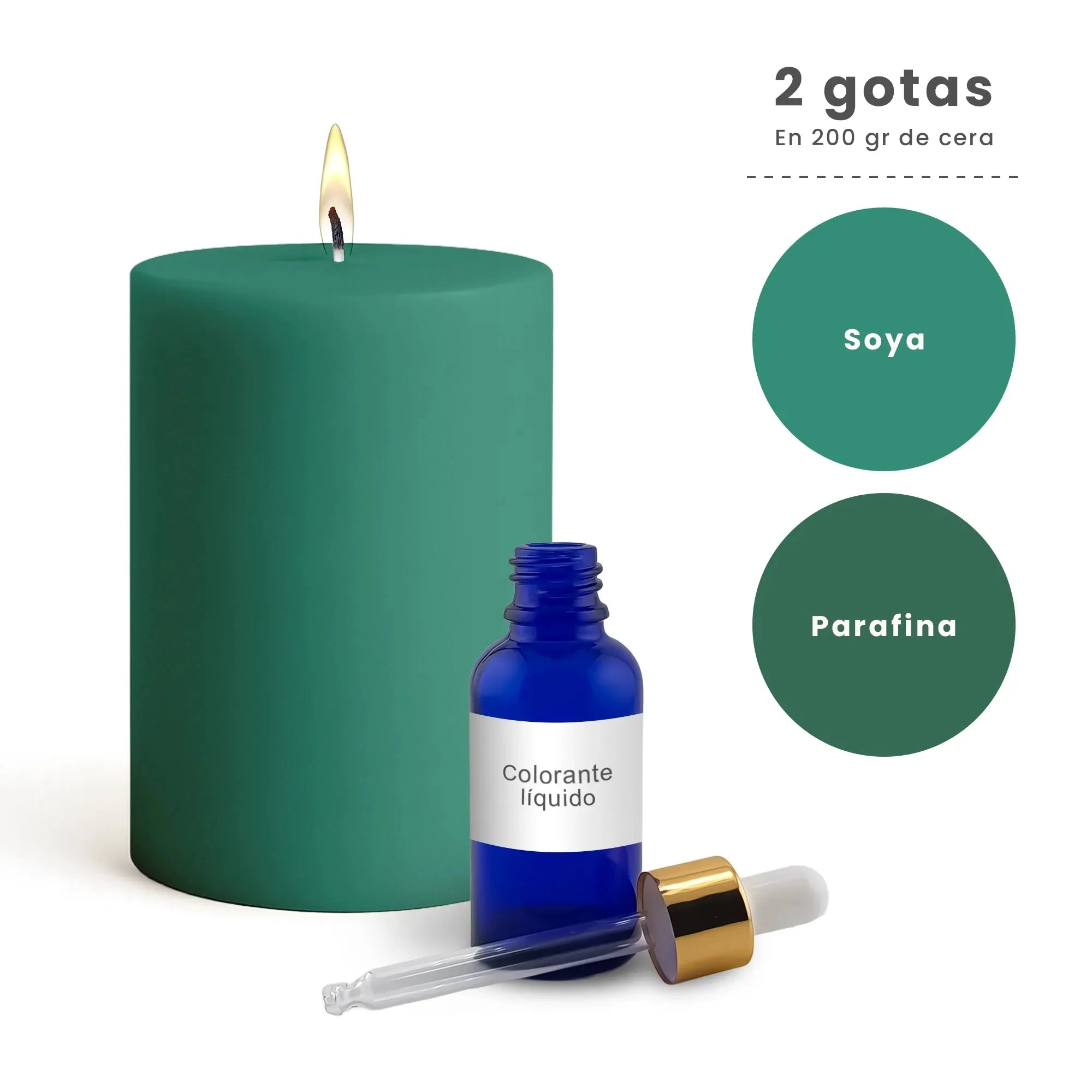 Colorante Líquido para Velas  – Ultra Concentración - Color: Espuma de Mar / Verde