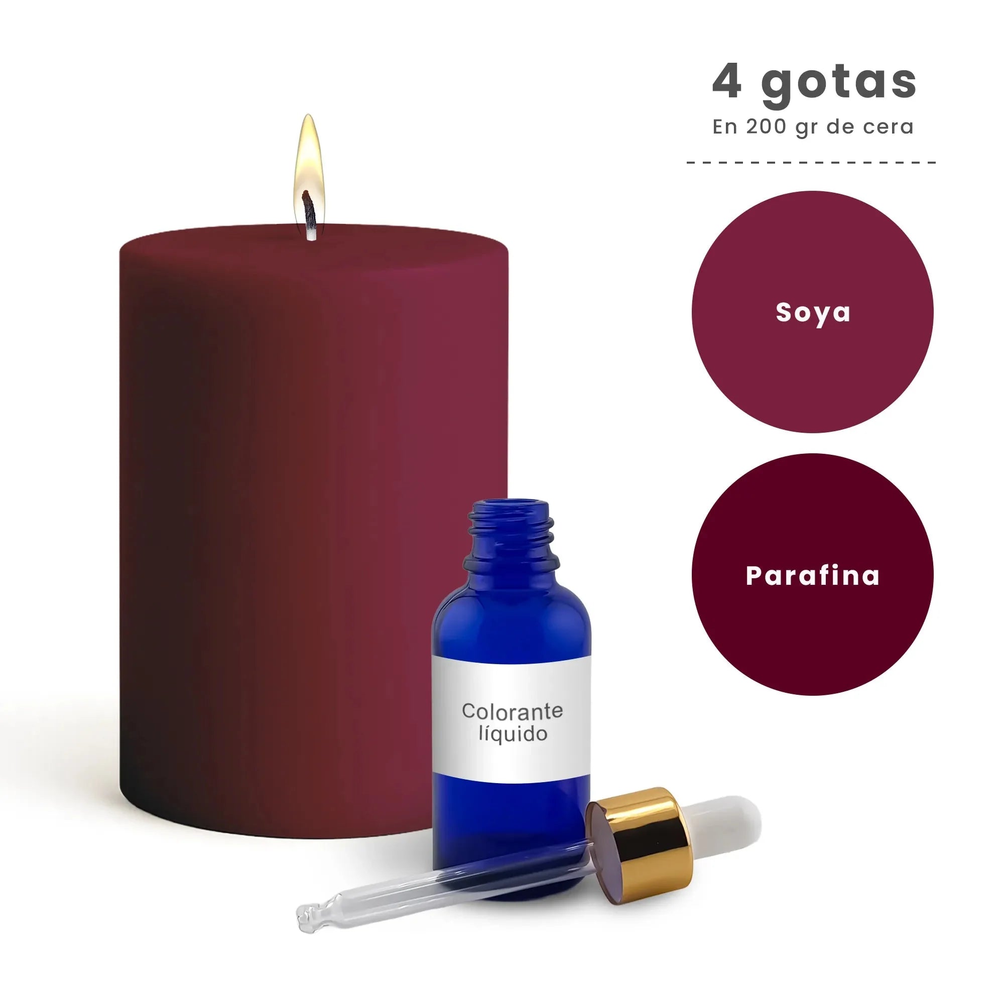 Colorante Líquido para Velas – Ultra Concentración - Color: Vino Tinto